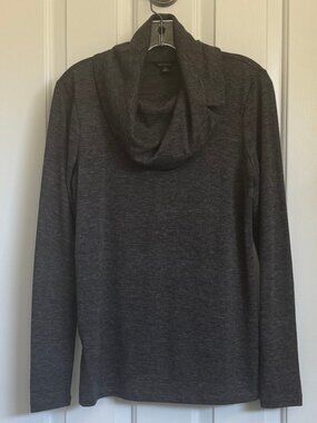 Women's Ann Taylor Charcoal Gray Sweater Tunic Cowl Neckline Lone Sleeves Sz M